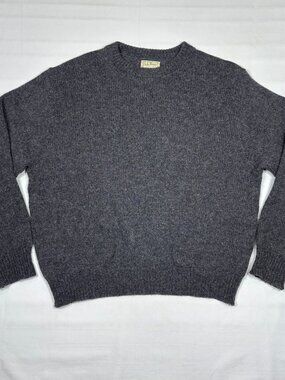 VTG LL Bean Gray Wool Nylon Knit Crewneck Sweater Made in USA Mens XL-Long